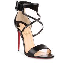 Black Ankle Strap Sandals Heels Christian Louboutin Choca 100 Black Leather Sandal 780 Liked On Polyvore Featuring Shoes Sandals Loubouti Heels Strappy High Heels Sandals Sandals Heels