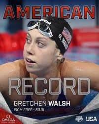 Fill in the blank: Gretchen Walsh is ______ 🗣️ #AQUABudapest2024