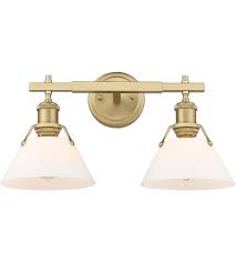 How to install a light fixture. Golden Lighting 3306 Ba2 Bcb Op Orwell 2 Light 18 Inch Brushed Champagne Bronze Vanity Lighting Wall Light In Opal Glass
