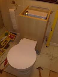 Wood bathroom décor box rustic toilet organizer funny bathroom signs storage box toilet paper holder back of toilet tank topper tray basket with artificial flower & plastic pump bottles (fired wood) 5.0 out of 5 stars 5. How To Hide The Cistern Ikea Hackers Small Toilet Room Hidden Toilet Back To Wall Toilets
