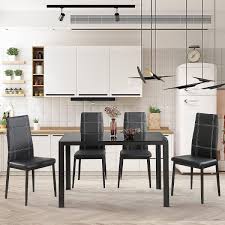 Target / furniture / kitchen & dining furniture / dining tables (980). Buy Recaceik 5 Piece Kitchen Dining Room Sets Modern Black Metal Kitchen Table W Glass Table Top Dining Table Set For 4 Perfect For Breakfast Nook Small Spaces Online In Nigeria B08yygz88p