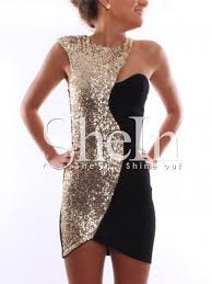 Black Gold Sequined Sleeveless Dress Shein Sheinside Black Sequin Dress Fashion New Years Dress