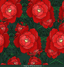 Gold dandelion red rose flower print curtains white honeycomb lace with fancy floral for living room 2 panels eyelet/ring top transparent and. Blooming Flowers Pattern Classical Red Green Decor Free Vector In Adobe Illustrator Ai Ai Format Encapsulated Postscript Eps Eps Format Format For Free Download 9 82mb