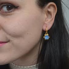 Midnight Blue Flora Stone Hoop