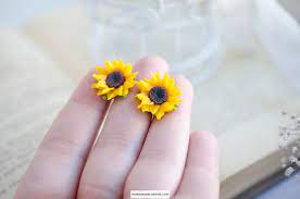 Sunflower Earrings Yellow Flower Studs Sunflower Wedding Etsy Sunflower Earrings Flower Studs Bridesmaid Jewelry