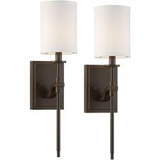 It is suspended from a steel yoke frame to infuse an industrial flair. Possini Euro Modern Wall Sconce Lighting Set Of 2 Oil Rubbed Bronze Hardwired 4 3 4 Wide Fixture Bedroom Bathroom Living Room Target