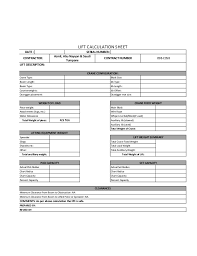 calculation sheet crane