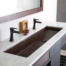 Small bathrooms can still be stylish with a narrow bathroom sink. Trough 48 Copper Trough Bathroom Sink Native Trails