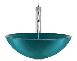 601 turquoise colored glass vessel sink