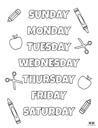 Download or print this amazing coloring page: Days Of The Week Worksheets Printables 50 Free Pages Printabulls