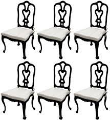 Dining room table bench cushions. Casa Padrino Luxury Art Nouveau Garden Chair Set With Seat Cushions Black Light Gray 56 X 59 X H 100 Cm Hand Forged Dining Room Chairs Dining Room Garden Patio Furniture