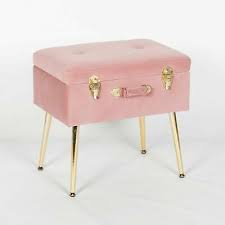 Pink Velvet Suitcase Dressing Table Stool Bedroom Storage Ottoman Gold Legs Ebay Suitcase Storage Pink Bedroom Decor Storage Stool