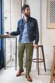 Chino Axel Olive Style Decontracte Pour Hommes Veste Denim Homme Mode Homme Hiver