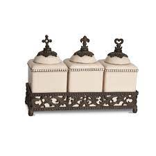 See more ideas about canisters, canister sets, kitchen canisters. 12 Cream And Brown Square Jars Set With Acanthus Leaf Metal Base Walmart Com Walmart Com