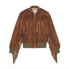 Gucci Suede Fringe Bomber Jacket In 2021 Leather Jackets Women Brown Suede Jacket Suede Bomber