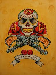 Day Of The Dead Neo Traditional Old School Tattoo Flash Print Etsy Tattoos Sugar Skull Tattoos School Tattoo