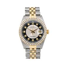 Replica rolex datejust watches fake rolex datejust watches: Mens Diamond Rolex Datejust Watch W Black Dial 36mm 18k Gold Stainless Steel Case Jubilee Bracelet 968590