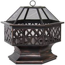 Pleasant hearth large 38 in. Zeny 24 Outdoor Hex Shaped Patio Fire Pit Home Garden Backyard Firepit Bowl Fireplace Walmart Com Walmart Com