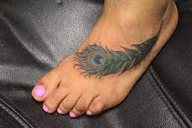 56 awesome peacock tattoo on foot; Peacock Feather Foot Tattoos Peacock Feather Tattoo Feather Tattoo Foot