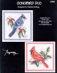 This counted cross stitch of a blue jay was created from an antique print. Imaginating Sonbird Duo Cross Stitch Corner