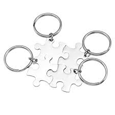 The puzzle measures 1 1/2 wide x 1 long and comes with stainless steel split ring. Personalized Jigsaw Puzzle Keychain Set For Bff Family Jovivi