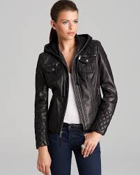 Kors Michael Kors Hooded Leather Jacket Women Bloomingdale S Leather Jacket With Hood Leather Jackets Women Leather Jackets Online
