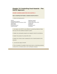 Chapter 12 Controlling Food Hazards The Haccp Approach