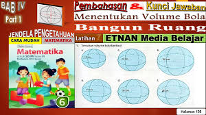 Latihan 7 Pembahasan Kunci Jawaban Menentukan Volume Bola Esps Matematika Kelas 6 Halaman 105 Youtube