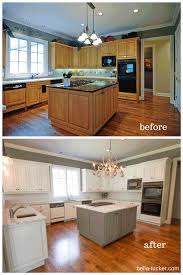 A black and white color scheme revved up this blah brown kitchen. Painted Cabinets Nashville Tn Before And After Photos