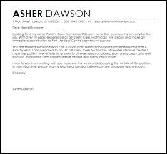 Patient Care Technician Cover Letter Sample Cover Letter Templates Examples