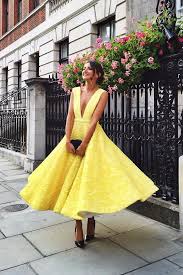 All The Inspiration You Need This Wedding Season To Be The Best Dressed Guest Yellow Evening Dresses Tea Length Prom Dress Prom Dresses Yellow