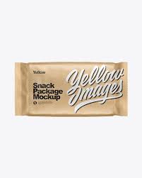 Kraft Snack Package Mockup In Flow Pack Mockups On Yellow Images Object Mockups