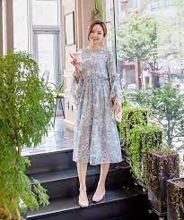 花柄 ラッフルスリーブ 盛り袖 シフォン ワンピース フレア ロングワンピース タック レディース ワンピース マキシ丈 レディース ファッション 清楚感 ファッションアイデア レディースワンピース マタニティーライフ