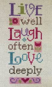 Cross stitch patterns by kooler design studio with houses. Completed Cross Stitch Lizzie Kate Live Well Laugh Often Love Deeply Cross Stitch Simple Cross Stitch Lizzie Kate