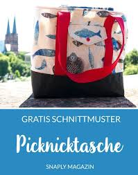 Gratis Schnittmuster Fur Eine Strand Oder Picknicktasche Snaply Magazin Diy Beach Bag Picnic Bag Diy Bags No Sew