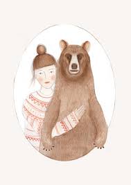 Kids Decor Illustratie Van Meisje Met Beer Door Kinomiboutique 15 11 Bear Illustration Bear Art Girl Drawing Sketches