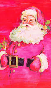 Vintage Christmas Card Santa Claus With Pink Tones Vintage Christmas Cards Retro Christmas Cards Christmas Scrapbook