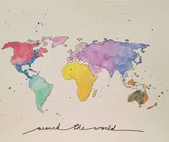 Weltkarte zum ausmalen & noch mehr schulsachen online kaufen. Diy Aquarell Weltkarte Watercolor World Map Just An Austrian Blog Watercolor World Map Weltkarte Aquarell