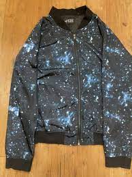 XXX Rude Hot Topic Galaxy Print Zip-Up Bomber Jacket Men's Size L Blue &  Black | eBay
