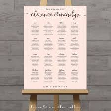 pink wedding seating chart poster pastel light pink table