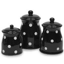 Black And White Canister Set Of 3 Robot Check Polka Dots Black And White Decor Dots