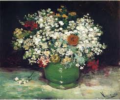 One of vincent van gogh's most famous works is actually part of a series of sunflower paintings. Vase With Zinnias And Other Flowers 1886 Vincent Van Gogh Wikiart Org