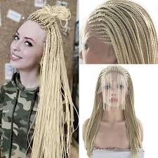 This updo brings a breezy braid hairstyle with a touch of elegant opulence for a style that wouldn't look out of place in the fields of a rock festival or around the table of a lbd occasion. Charisma Blonde Wigs Synthetic Lace Front Wig Braided Box Braids Wig With Baby Hair Braided Wigs For Black Women Synthetic None Lace Wigs Aliexpress