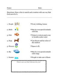 A Matching Worksheet Where Students Match The Creation To The Way God Cares For It There Is Also An Open Ended Ques Teachers Corner This Or That Questions God