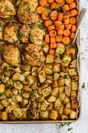 Sheet Pan Kickin Curry Honey Mustard Chicken Veggies Ambitious Kitchen Recipe Honey Mustard Chicken Recipes Mustard Chicken Healthy Chicken Dinner