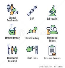 medical healthcare icons with people charting stock