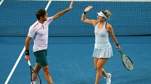 Belinda bencic and roger federer during the mixed doubles match against anastasia pavlyuchenkova and karen khachanov on day four of the 2018 hopman cup on january 2, 2018 in perth, australia. Watch Hopman Cup Roger Federer Belinda Bencic Sizzle As Switzerland Beat Russia