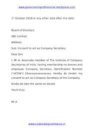 The machines must be replaced because election officials don't know what was done to them by the. Format Consent Letter By Company Secretary After 1st October 2019 Acs Prem Munjal To Be A Global Professional Known For The Role Of Corporate Governance
