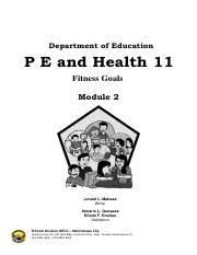 This list is a work in progress. P E H 11 Module 2 Shs Final Pdf Department Of Education P E And Health 11 Fitness Goals Module 2 Jonald L Mabasa Writer Almario L Quesada Efleda F Course Hero