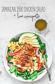 Jamaican Jerk Chicken Salad With Lime Vinaigrette Lime Vinaigrette Healthy Salad Recipes Jamaican Jerk